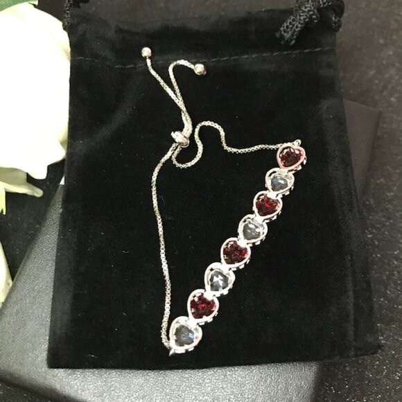 Macy’s Silver Cubic Zirconia & Ruby Heart Bolo Bracelet NWT Christmas Gift idea - Picture 5 of 7